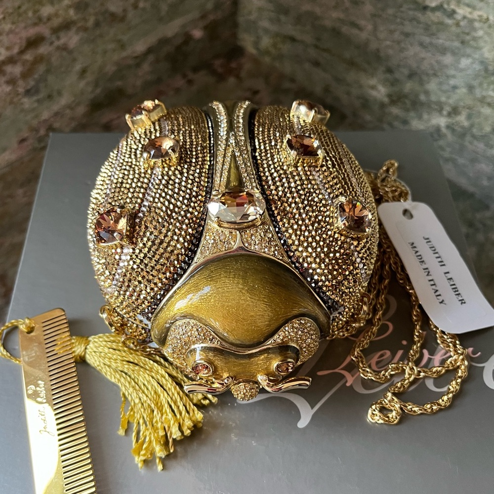 Judith Leiber 45th Anniversary Edition Crystal Gold Ladybug Minaudiere